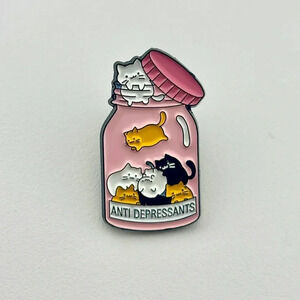 Cat pin. Cats Are Antidepressants. Cute gift for cat lover. Pin collector. New.